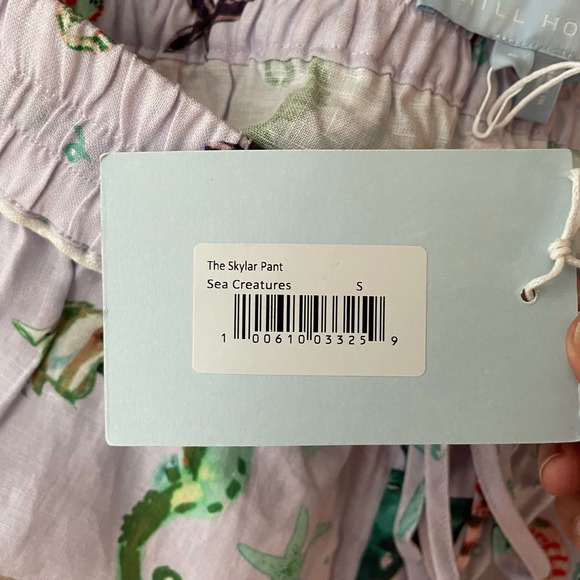 NWT Hill House Skylar Wide Leg Pant Lilac Sea Creatures Small Cropped 100% Linen - Picture 5 of 9